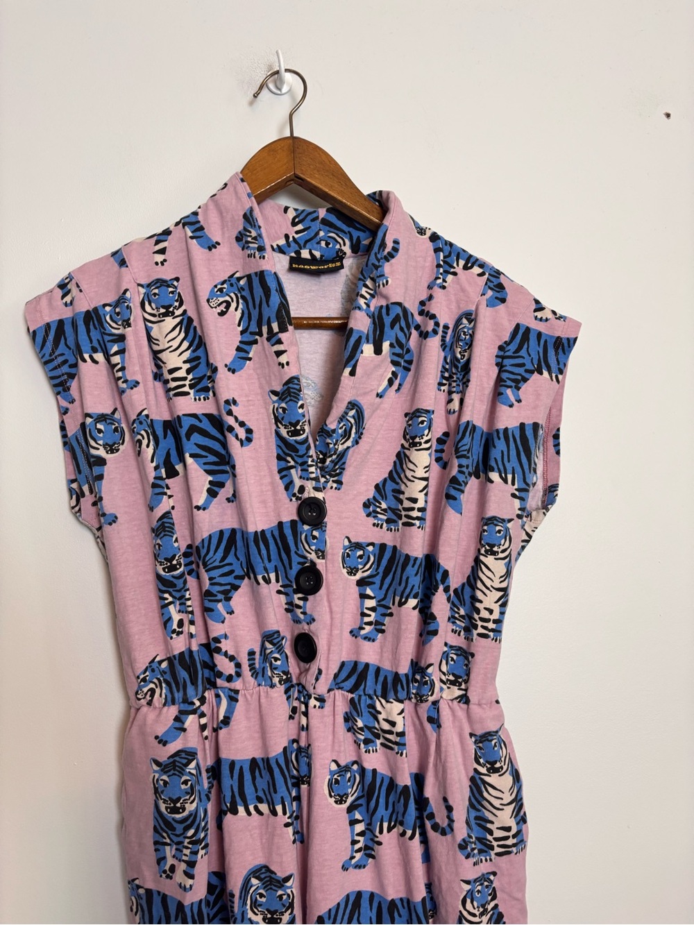 Nooworks Funky Unique Pink Blue Tiger Print Magic Suit Coveralls Jumpsuit - Picture 4 of 8